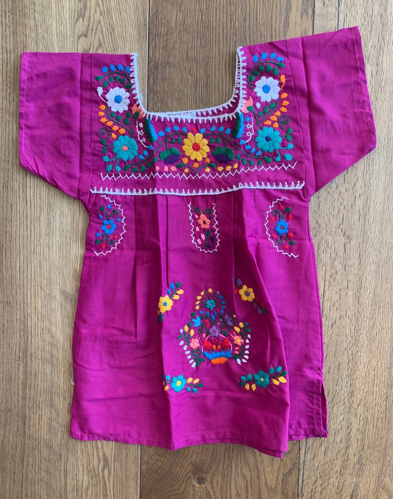 Hand Embroidered Mexican Floral Dress - Etsy