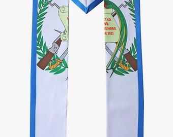 Guatemala Graduation Stole Sash Embroidered Silk Flag Scarf