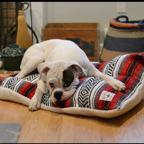 Mexican Falsa Blanket Dog Bed Pillow With Soft Sherpa Etsy