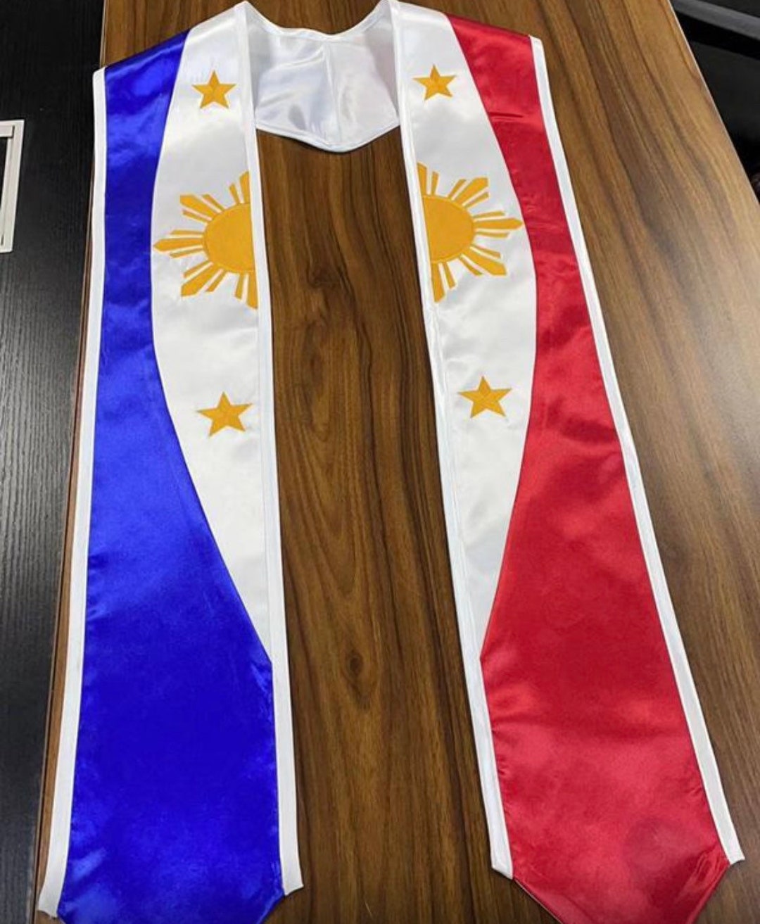 3 Pcs Philippines Gaduation Stole Set, Emboideed Filipino