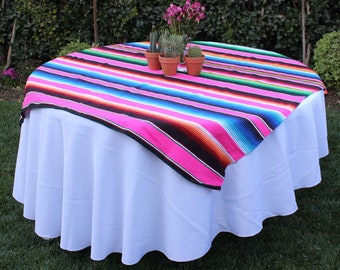 SQUARE Mexican Serape Blanket Tablecloth 58" by 58" Fiesta Decor Shower Cinco de Mayo