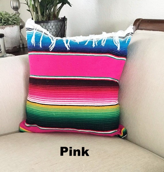Hand Made Mexican Serape Blanket Pillow Mexican Serape Pillow Cover in 2020