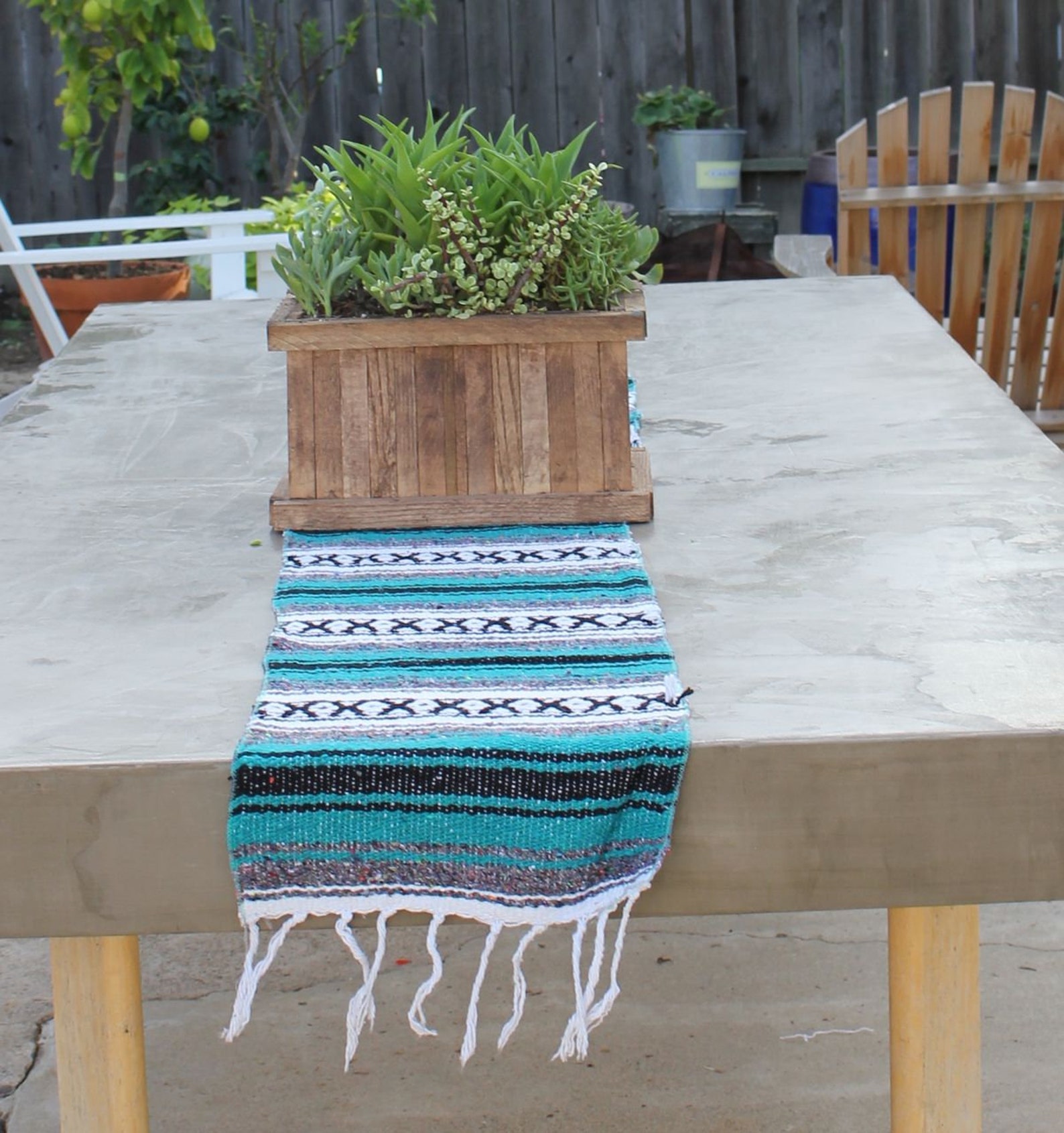 Teal Mexican Blanket Table Runner for Fiesta Weddings Etsy