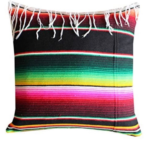 Hand Made Mexican Serape Blanket Pillow Mexican Serape Pillow Cover in 2020