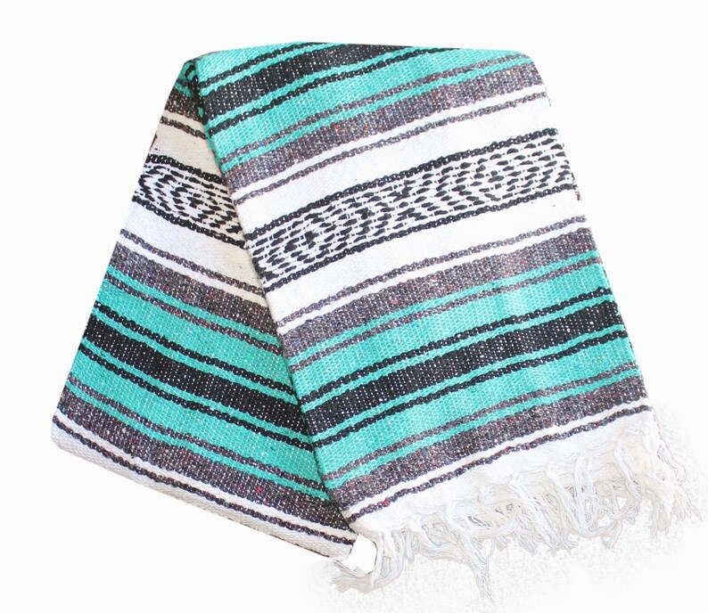 Teal Mexican Blanket Table Runner for Fiesta Weddings Etsy
