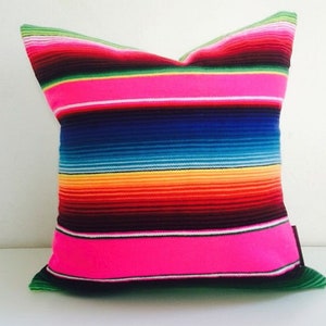 Hand Made Mexican Serape Blanket Pillow Cover