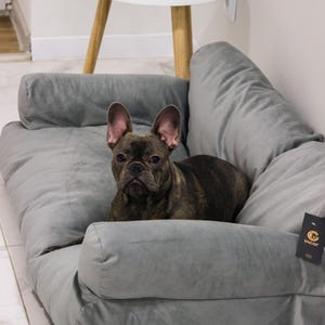 Large gray sofa for dog, luxury dog bed, velvet dog bed, orthopedic dog bed, modern dog furniture, cozy dog bed, dog gift, pets gifts