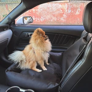 Stylish black dog car seat, puppy car seat, dog safety seat, pet car booster, travel dog bed, comfy dog seat, dog owner gift, gifts for pets