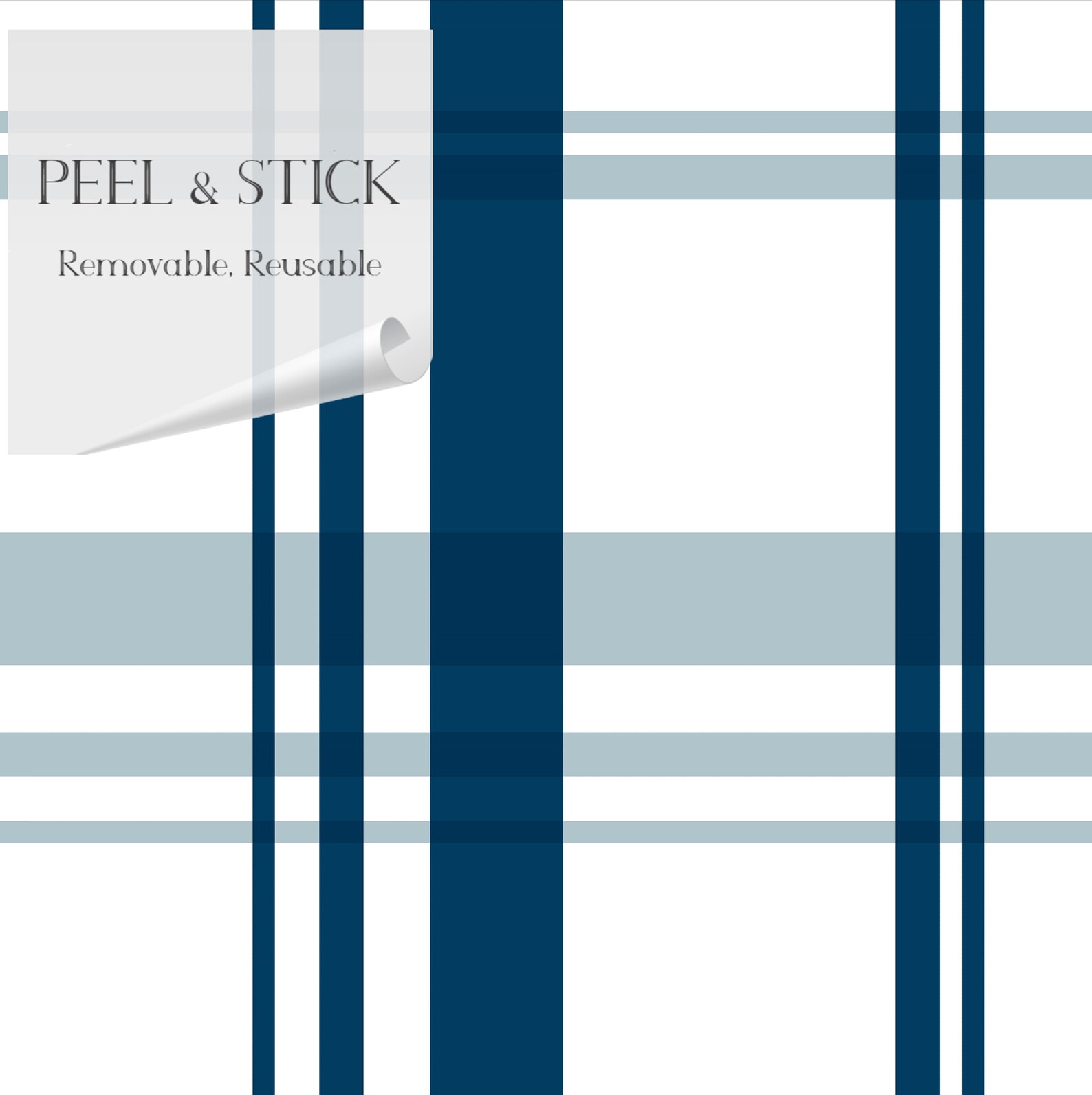 Modern Blue Plaid Peel & Stick Vinyl Canvas Wallpaper Panel | Etsy