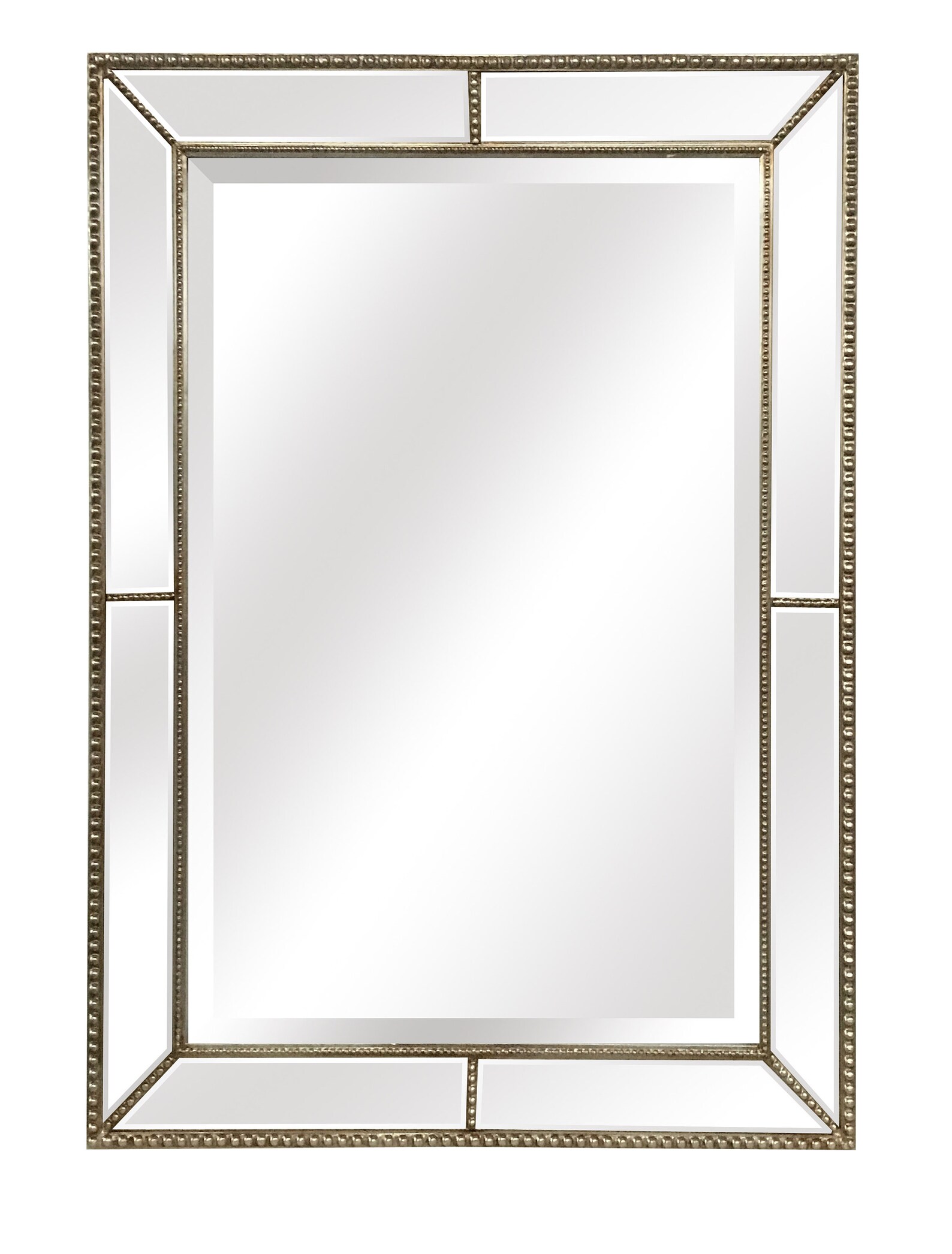 Beveled Glass Paneled Roxeburghe Wall Mirror With Beaded Trim Etsy