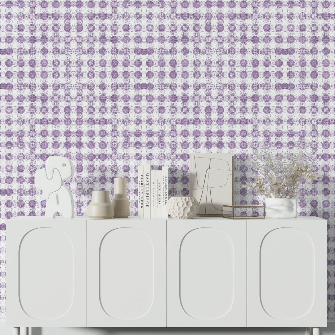 Amelia French Country Peel and Stick Wallpaper Purple Polka - Etsy