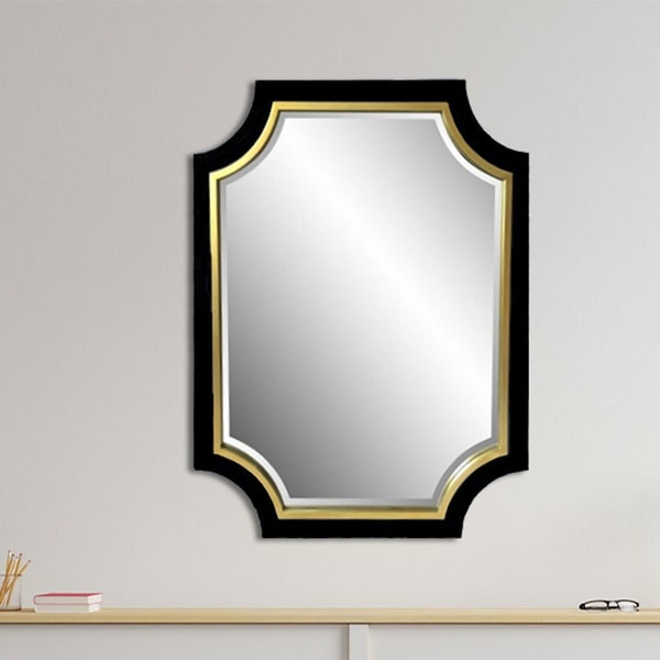 Black and Gold Dresser With Mirror Etsy