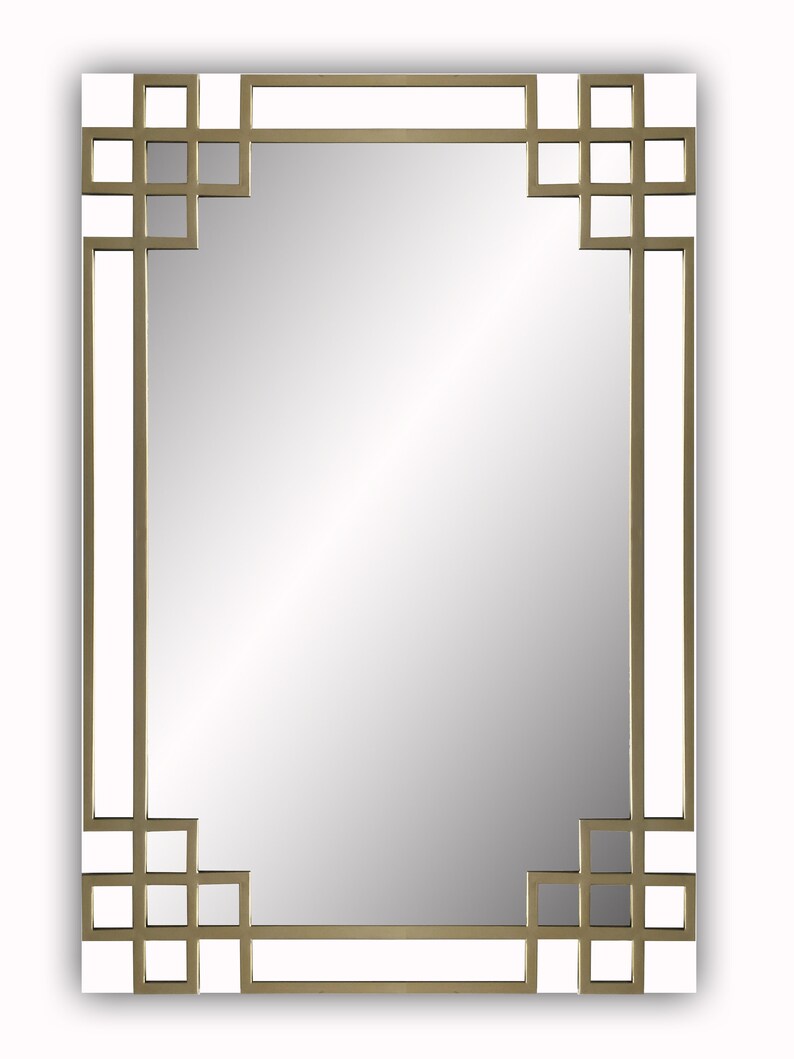 Elegant Overlay Large Wall Mirror White with Gold Metal Etsy