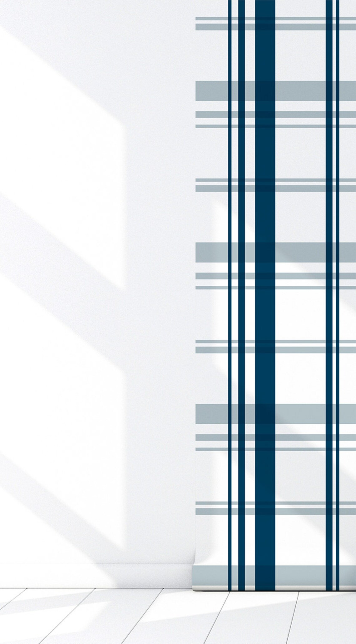 Modern Blue Plaid Peel & Stick Vinyl Canvas Wallpaper Panel | Etsy