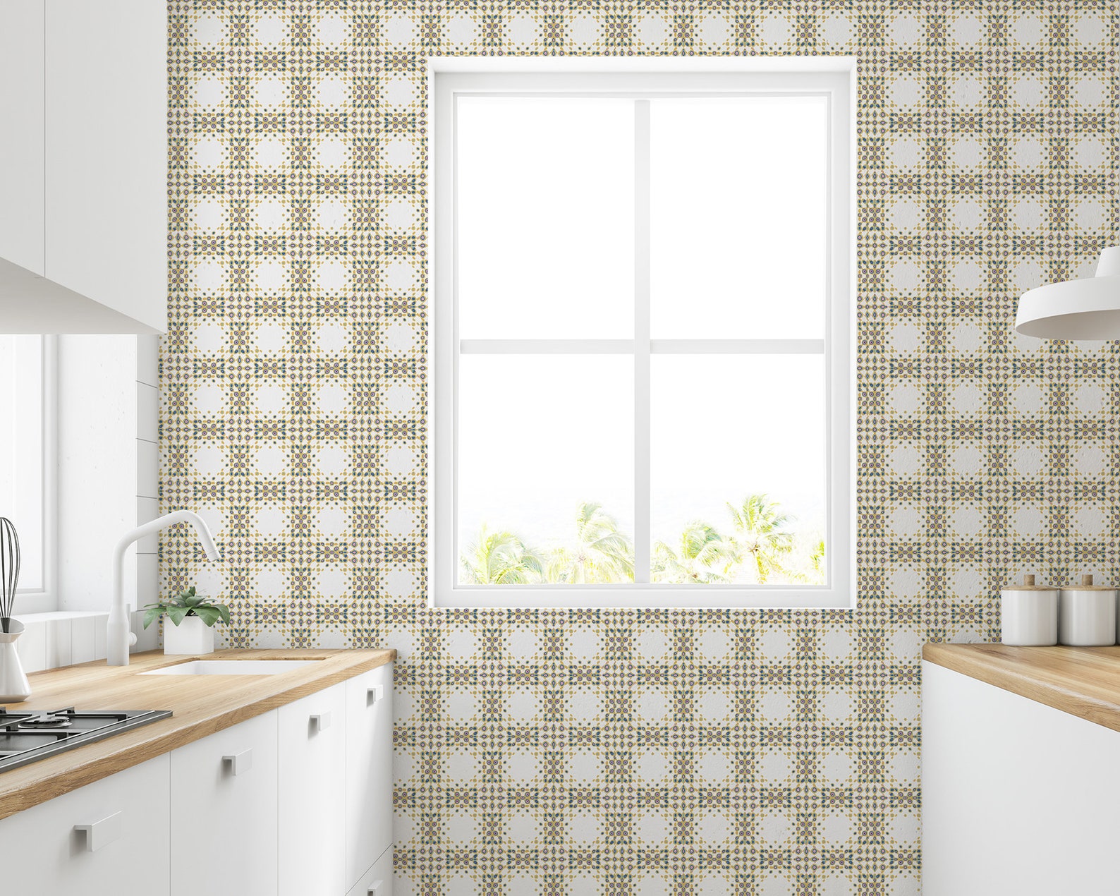 Modern Mosaic Peel & Stick Vinyl Canvas Wallpaper Panel | Etsy