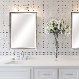 Mia Modern Solid Wood Tray Frame Mirror - Brushed Silver