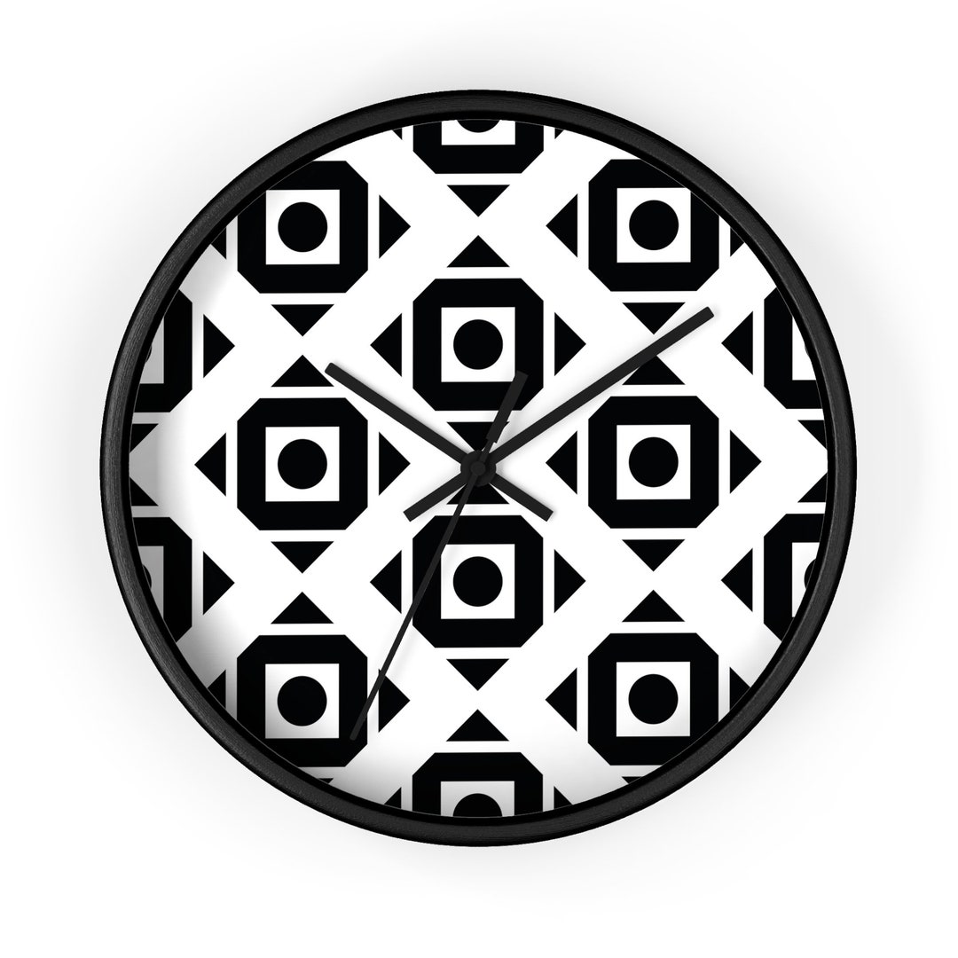 Wall Clock Black and White Pattern Decorative Clock Etsy