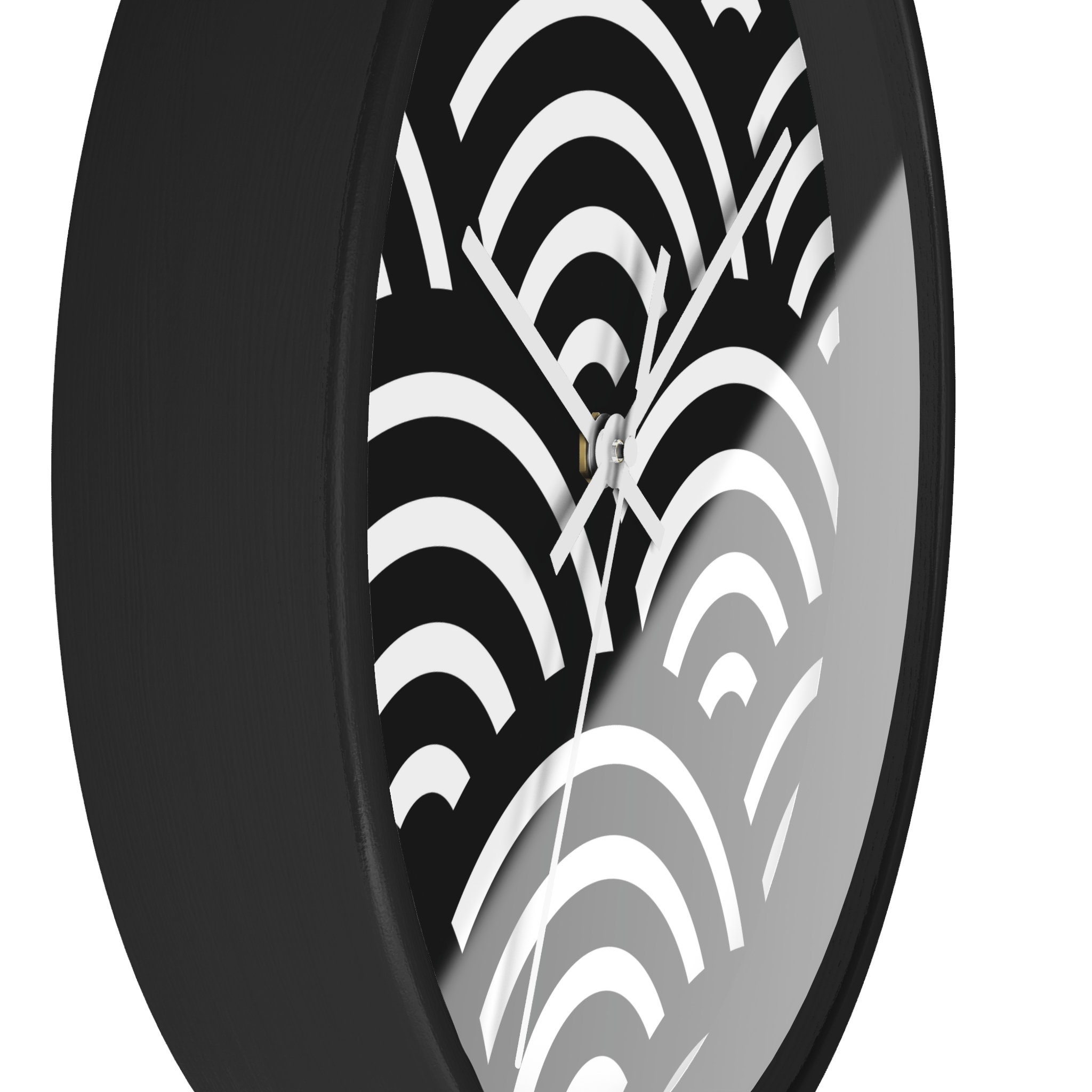 Wall Clock Black and White Wave Pattern Seigaiha Wave Etsy