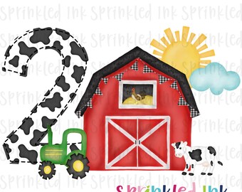 Watercolor PNG Red Barn Farm Birthday 2 Download File - Etsy