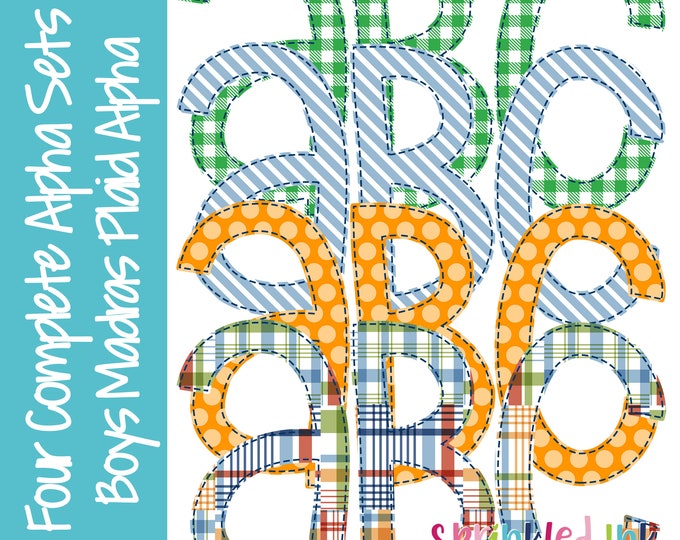 Watercolor PNG Madras Faux Applique Alpha Set Digital Download File - Etsy