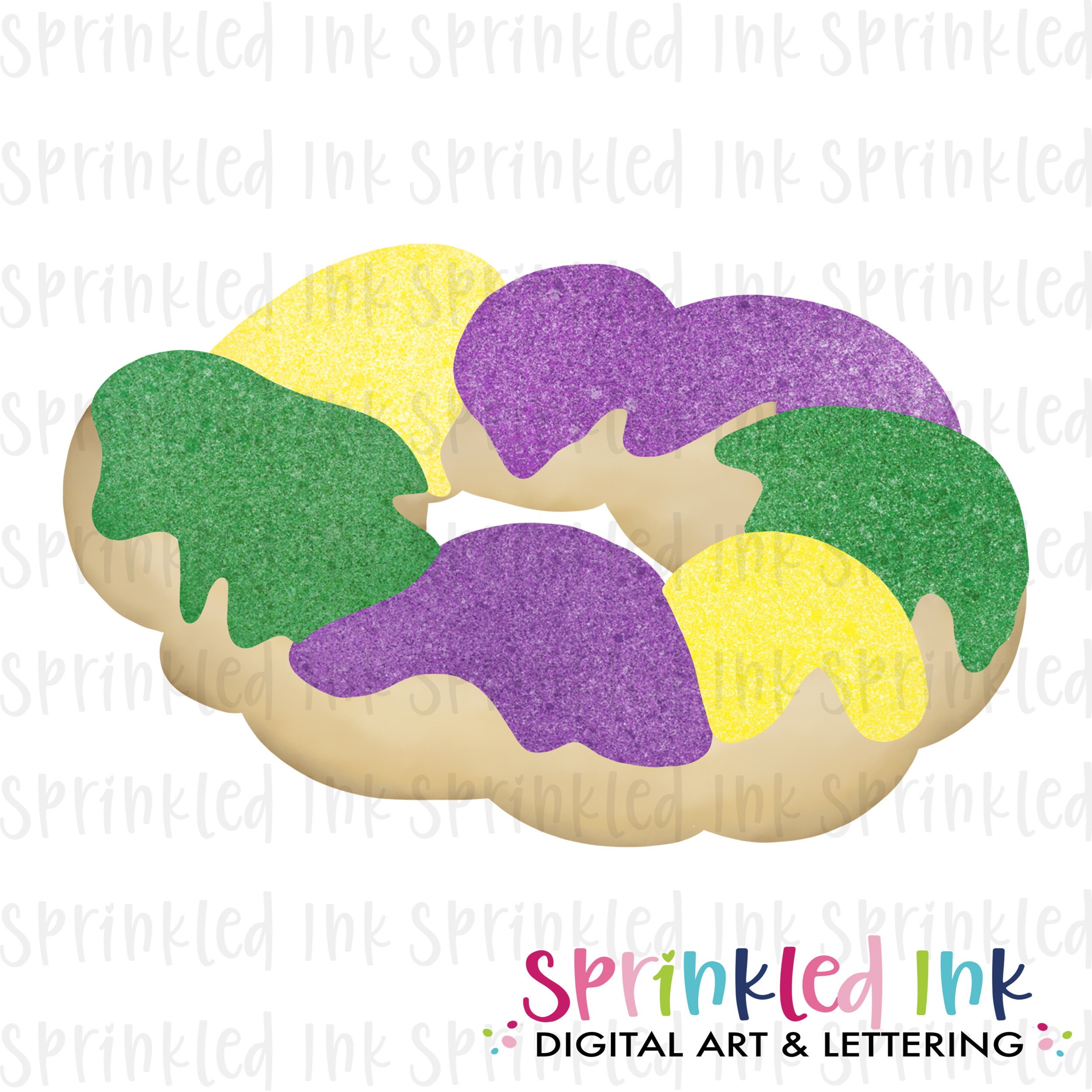 Mardi Gras King Cake PNG Patch Bundle Sublimation Design, Mardi