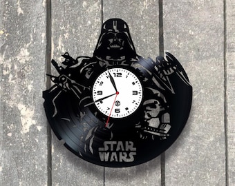 12 inches Darth Vader Vinyl Wall Clock Death Star Wars Dark Side Saga Art Decorate Home Style Unique Gift idea for Him Her