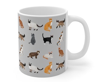 Grey Cat Mug, Cat Cup, Cat Lover Gift, Crazy Cat Lady, Cat Lady, Cat Dad, Cat Mom, Cat Dad Mug, Cat Coffee Mug 11oz