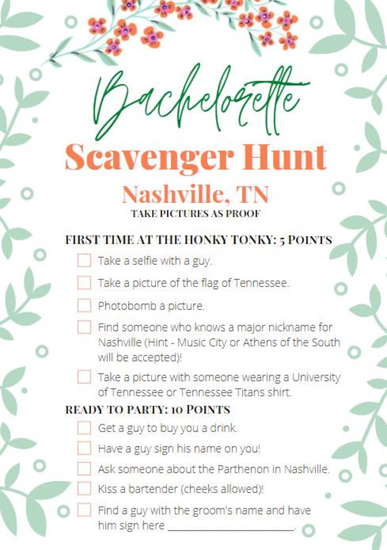 Bachelorette Scavenger Hunt Printable Cards Nashville Tennessee DIY Instant Download Etsy Bachelorette Scavenger Hunt Printable Cards Nashville Tennessee DIY Instant Download Etsy