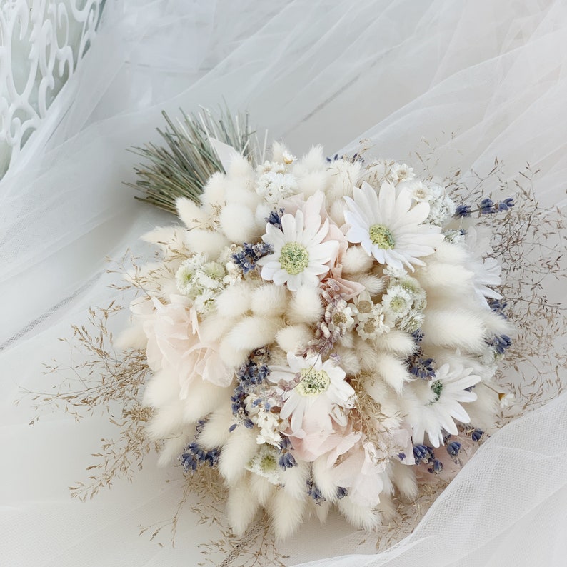 Bridal Bouquet Preserved and Dried flowers, Wedding Bouquet, Bridesmaids Bouquet, Bridal Flower Bouquet,Bouquet of daisies, Wildflowers image 6