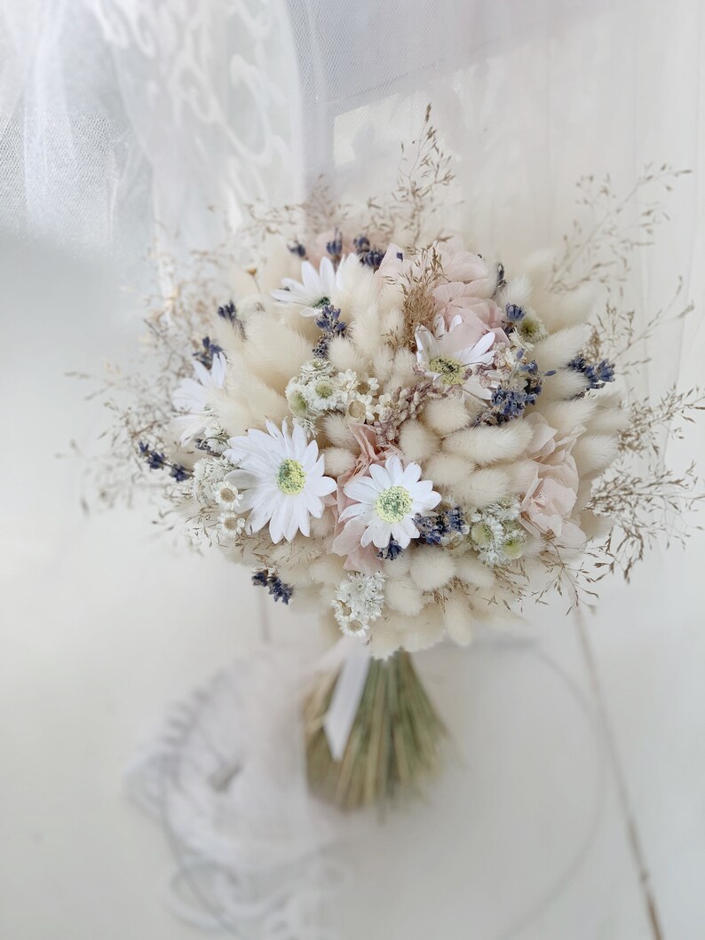 Bridal Bouquet Preserved and Dried flowers, Wedding Bouquet, Bridesmaids Bouquet, Bridal Flower Bouquet,Bouquet of daisies, Wildflowers image 7