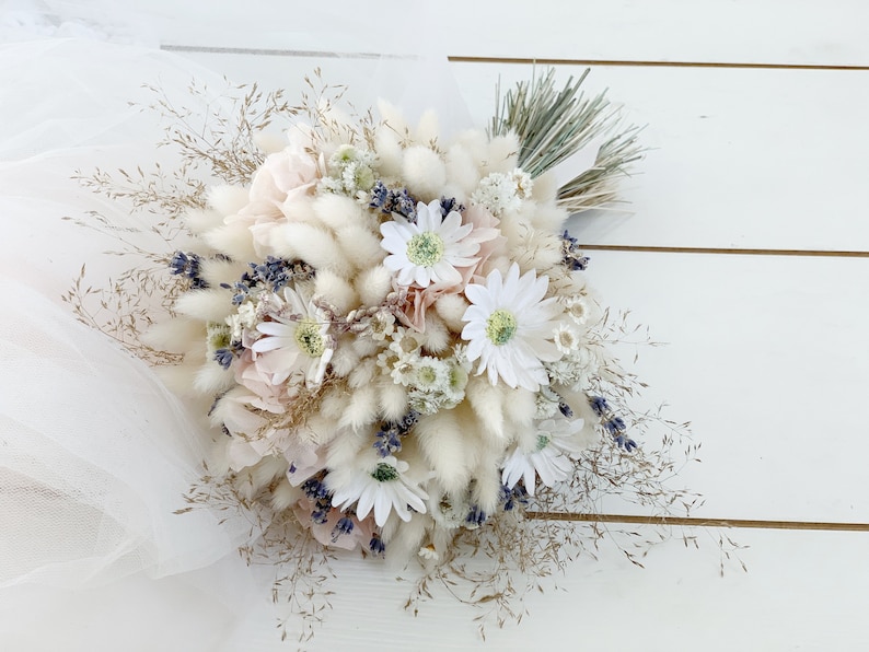 Bridal Bouquet Preserved and Dried flowers, Wedding Bouquet, Bridesmaids Bouquet, Bridal Flower Bouquet,Bouquet of daisies, Wildflowers image 3