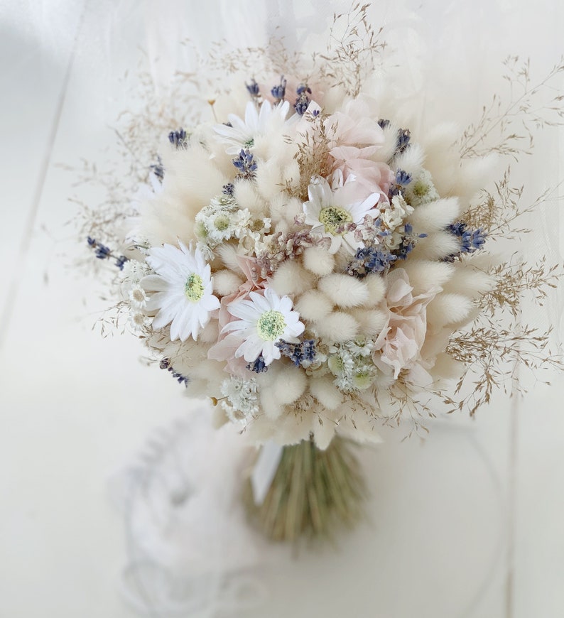 Bridal Bouquet Preserved and Dried flowers, Wedding Bouquet, Bridesmaids Bouquet, Bridal Flower Bouquet,Bouquet of daisies, Wildflowers image 1