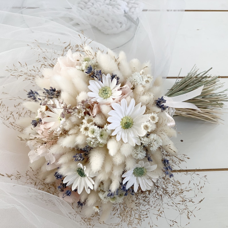 Bridal Bouquet Preserved and Dried flowers, Wedding Bouquet, Bridesmaids Bouquet, Bridal Flower Bouquet,Bouquet of daisies, Wildflowers image 4