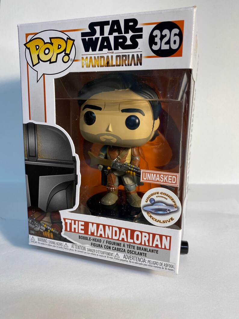 Funko Pop The Mandalorian w/ Rifle Mandalorian 326 UNMASKED | Etsy