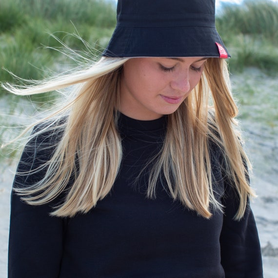 Bucket Hat, Reversible Men and Woman in Black and Grey Cotton, for The Beach, Surfing, Camping, Fishing from The Inner Hebrides, Scotland.