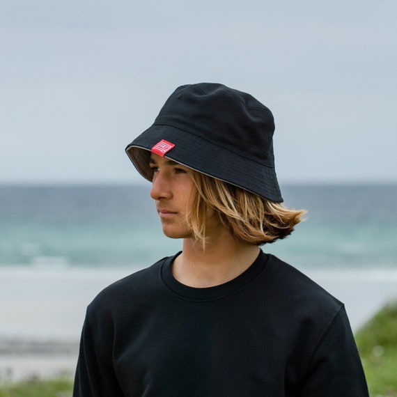 Bucket Hat, Reversible Men and Woman in Black and Grey Cotton, for