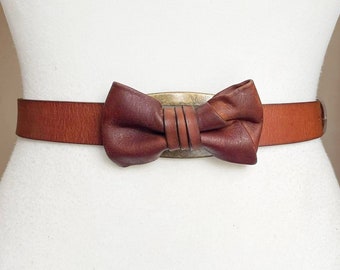 Massimo Dutti Vintage Bow Brauner Ledergürtel, 70-80 cm