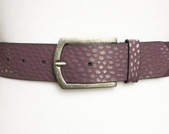 ceinture vintage en cuir Mauve Lilas, 33-37", 85-95 cm