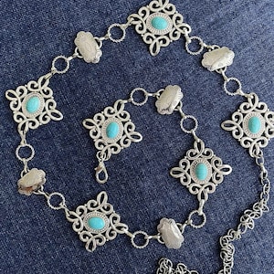 Concho Chain belt Silver Turquoise belt