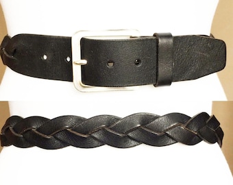 Saddler Vintage Black Leather belt, 80-90 cm, 31-35"