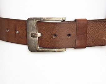 Ruehl No 925 Vintage Mens Heavy Duty Western Brown Thick Distressed Leather  Belt, Solid Brass Buckle, 85-100 Cm, 33-39 - Etsy