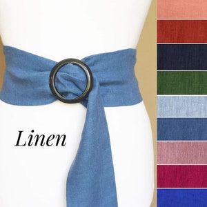 3.5" Wide LINEN belt Natural Fashion Belt Linen Sash Belt