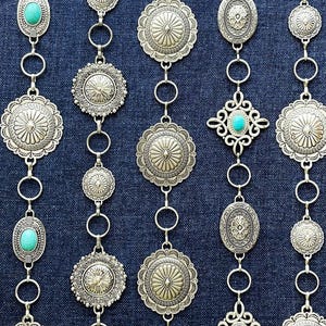 Western Silver Metal Chain Concho belt