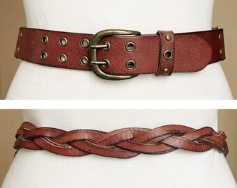 Merete Fonnesberg Vintage Braided Wide Black Brown Leather  display picture 3