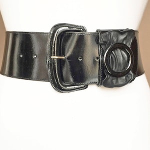 Vintage Extra Wide  Black Leather belt, 75-87cm/ 29-34&quot;