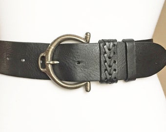 Vintage 37-41"/95-105cm Black Leather belt