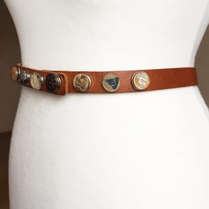 Vintage Brown Leather belt, 35-39&quot;/ 90-100cm