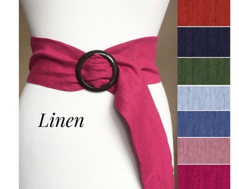 Cintura in LINO larga 3,5" Cintura a fascia alla moda naturale Cintura in tessuto ecologico