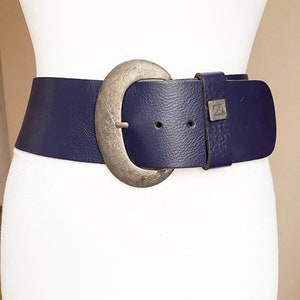 100-110 cm/39-43" Extra Wide Vintage Navy Purple High Low Waist Thick Leather belt