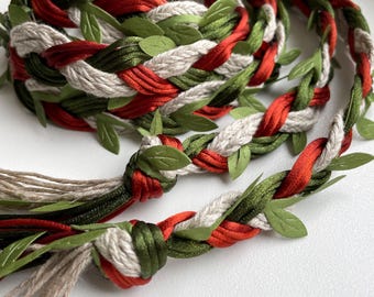 Cordón personalizado para ceremonia de unión de manos, satén sedoso y cordón de lino natural.